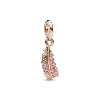 Floating Curved Feather Dangle Charm - Pandora Rose