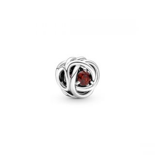 Red Eternity Circle Charm - January