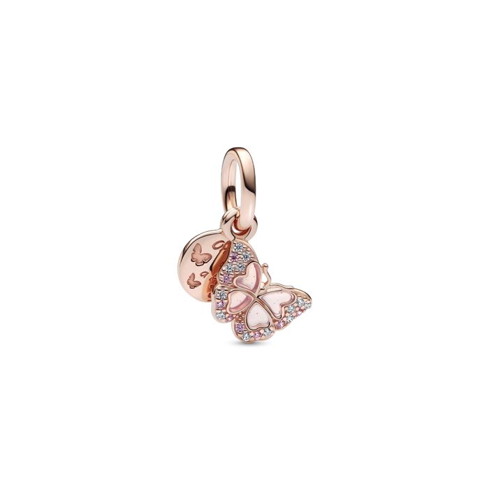 tag et billede Valg nyhed Pink Butterfly & Quote Double Dangle Charm - Pandora Rose | PANDORA® Mall  of America