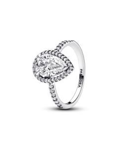 Sparkling Pear Halo Ring