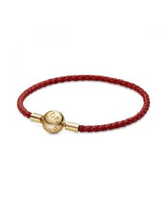 Red Woven Leather Bracelet - Pandora Shine™ * LIMITED EDITION *